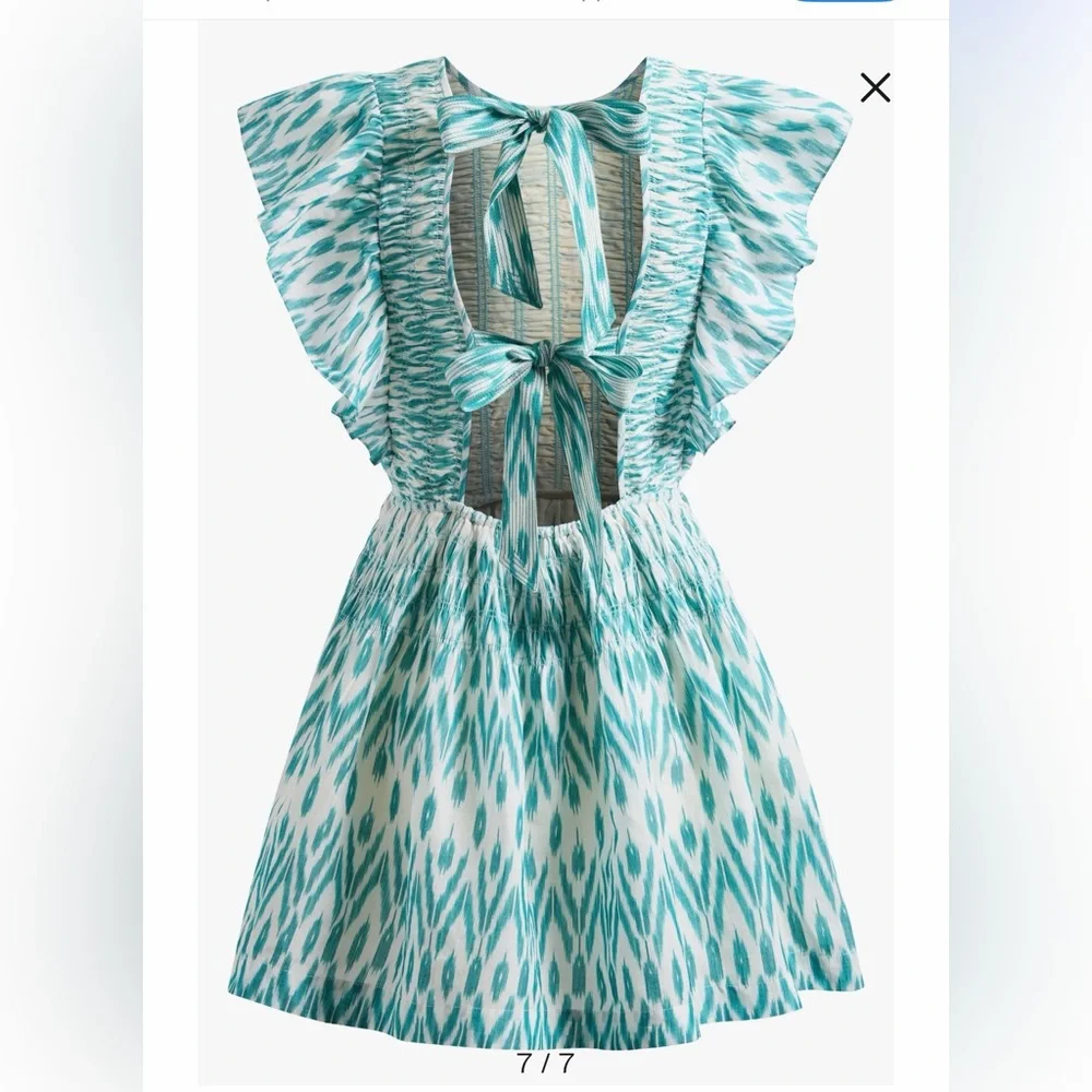 Elegant Teal Patterned Dress- Saylor - Picture 6 of 6